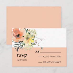 Peach Floral RSVP Card