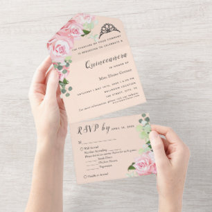 Peach Floral RSVP Trifold Event Invitation