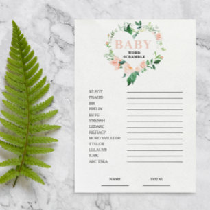 Peach Floral Scramble Baby Shower Game