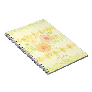 Peach Floral Spiral Notebook