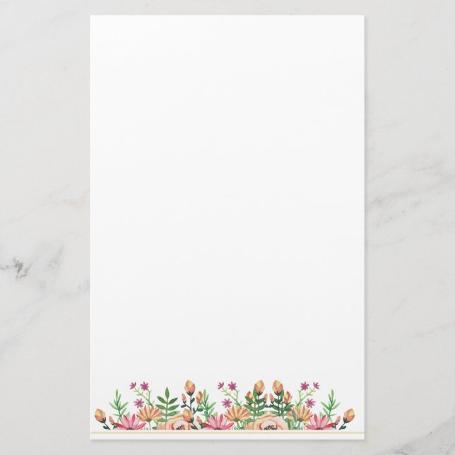 Peach Floral Stationery (Front)