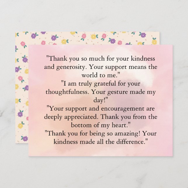 Peach Floral Thank You Card – Grateful Heart (Front/Back)