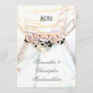 Peach floral vintage wedding dress menu