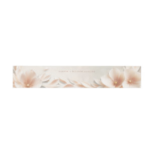 Peach floral wedding invitation invitation belly band