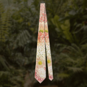 Peach Floral Wedding Neck Tie