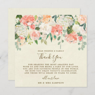 peach floral wedding thank you reception card