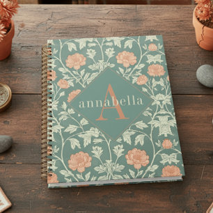 Peach Floral William Morris Elegant Monogram Planner