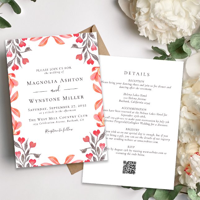 Peach Florals All in One Wedding Invitation (Creator Uploaded)