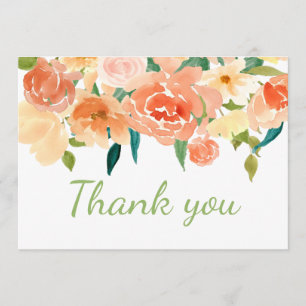 Peach Florals Baby Shower Thank You Card