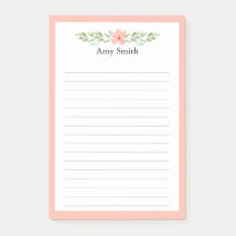 Peach Florals Personalised Lined