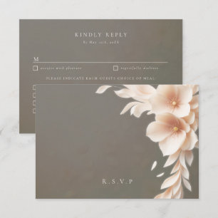 Peach florals wedding meal choices RSVP Card