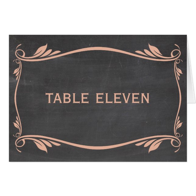Peach Flourish Chalkboard Table Number Card (Front Horizontal)