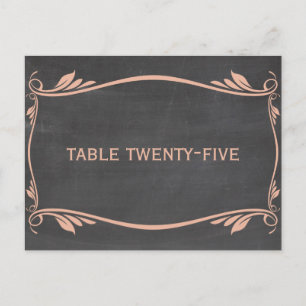 Peach Flourish Chalkboard Table Number Postcard