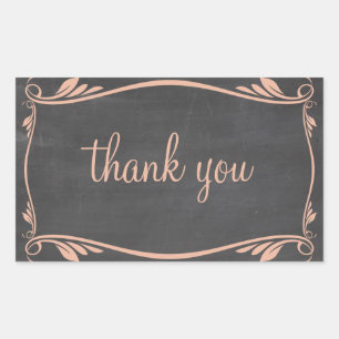 Peach Flourish Chalkboard Thank You Stickers