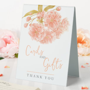 Peach flower blossom wedding sign cards and gifts