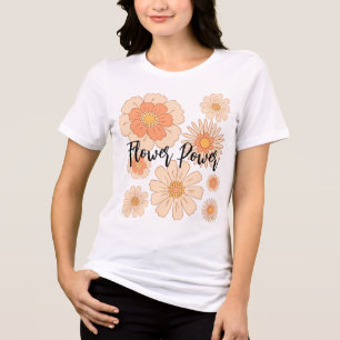 Peach Flower Power Chich Boho flower Tri-Blend Shirt