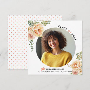 Peach flowers Class of 2025 graduation photo Announcement