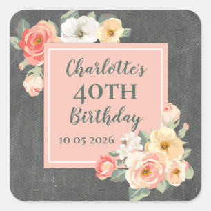 Peach Flowers Custom Birthday Favour Tag