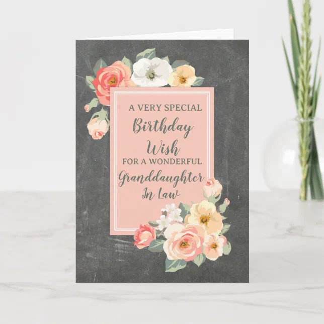 Peach Flowers Granddaughter In Law Birthday Card Zazzle peach-flowers-granddaughter-in-law-birthday-card-zazzle