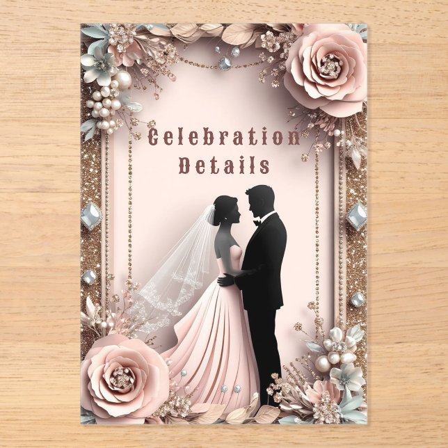 🌸 Peach Flowers Spring Wedding ✨ Acrylic Invitations (Front)