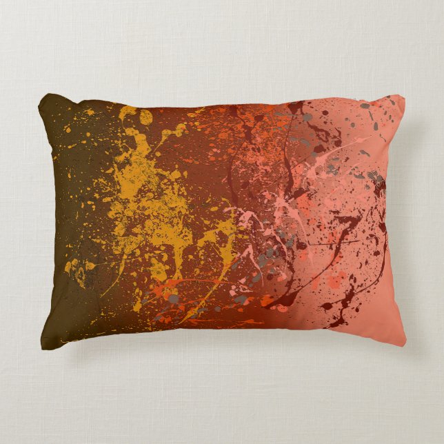 Peach Flurry: Abstract spatter art Decorative Cushion (Front)