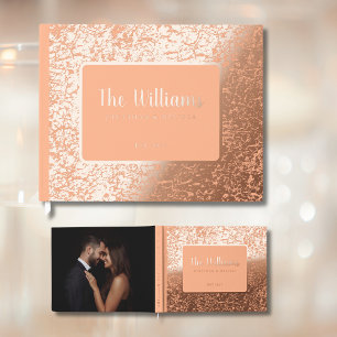 Peach Foil Guest Book Photo Guestbook Textured