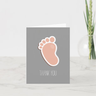 Peach Footprint Thank You Baby Shower Card