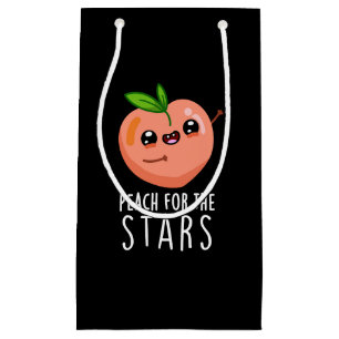 Peach For The Stars Funny Fruit Pun Dark BG Small Gift Bag