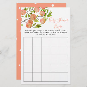 Peach Fruit Baby Shower Bingo Game