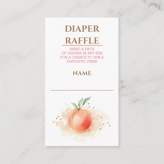 Peach Fruit Baby Shower Diaper Raffle Enclosure Card (Front)