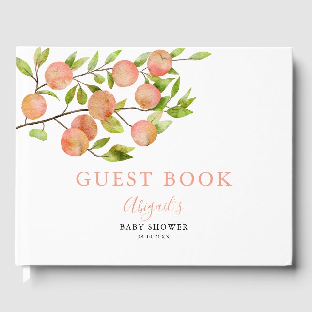 Peach Fruit Baby Shower Guest Book (Front)