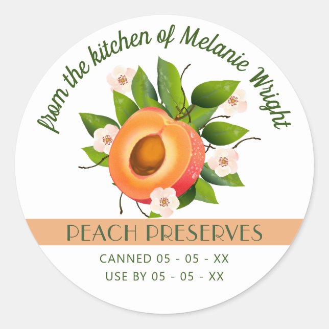 Peach Fruit Canning Classic Round Sticker (Front)