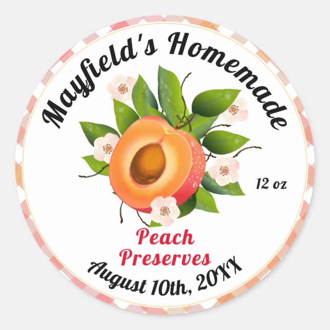Peach Fruit Canning | Jam Jar Label (Front)