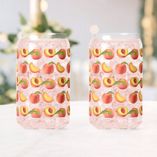 Peach Fruit Pattern Can Glass