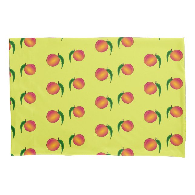 Peach fruit pattern on yellow pillowcase (Front)