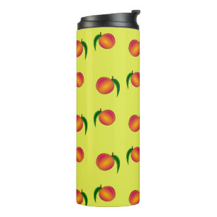 Peach fruit pattern on yellow thermal tumbler
