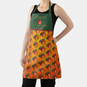 Peach Fruit Pattern Pie Shoppe   Bakery Name Apron