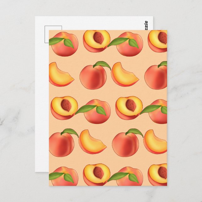 Peach Fruit Pattern Postcard (Front/Back)
