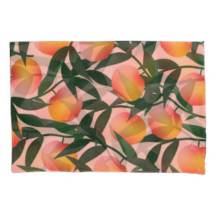 Peach Fruit Pink Background Pattern. Pillowcase