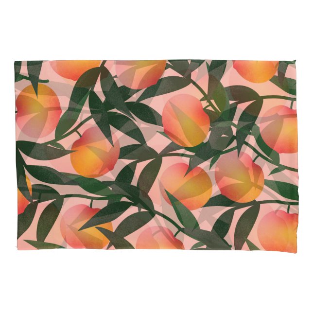 Peach Fruit Pink Background Pattern. Pillowcase (Front)