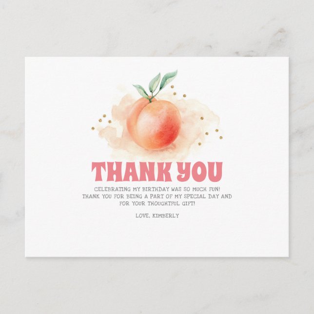 Peach Fruit Sweet Thank You Postcard (Front)