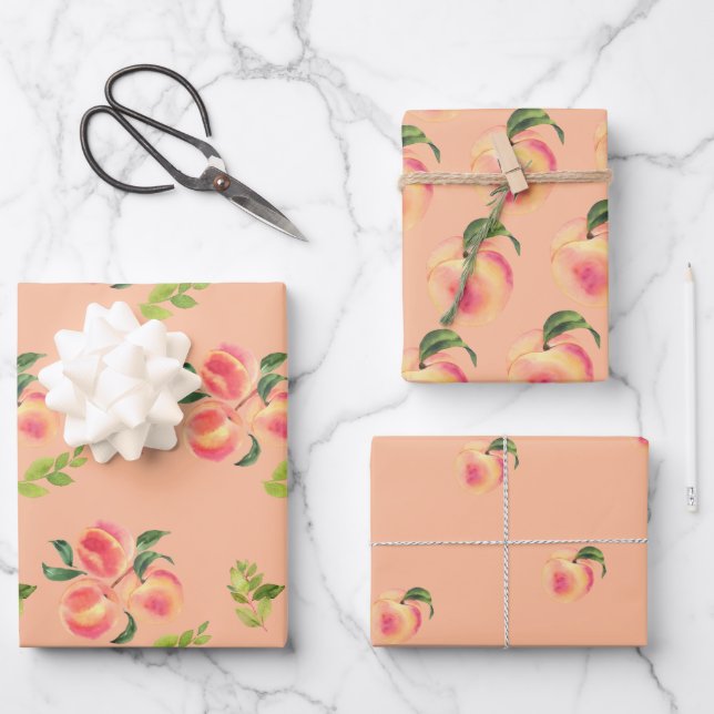 Peach Fruit  Wrapping Paper Sheet (Front)