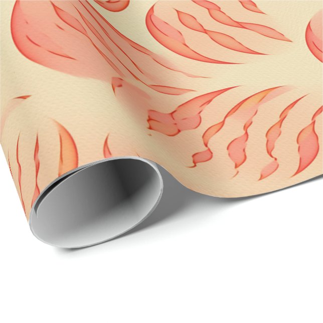 Peach Fuzz Abstract Botanical Fruity Pattern 12 Wrapping Paper (Roll Corner)