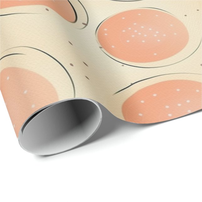 Peach Fuzz Abstract Botanical Fruity Pattern 18 Wrapping Paper (Roll Corner)