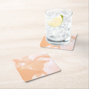 Peach Fuzz Abstract Floral Paper Coaster