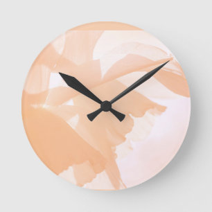Peach Fuzz Abstract Floral Round Clock