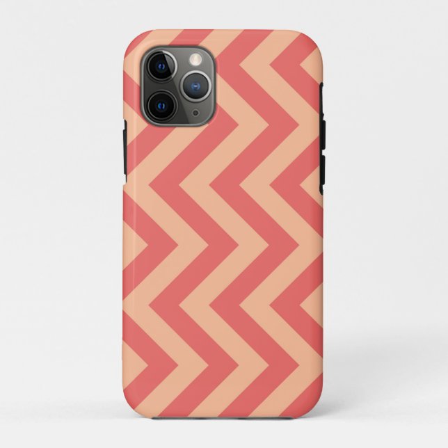 Peach Fuzz and Cranberry Chevron Case-Mate iPhone Case (Back)