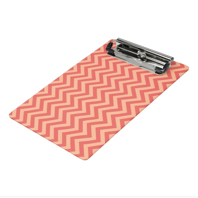 Peach Fuzz and Cranberry Chevron Mini Clipboard (Angled3)