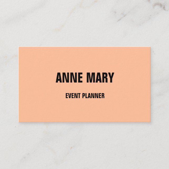 Peach Fuzz Apricot Orange Pink Custom Girly Business Card (Front)