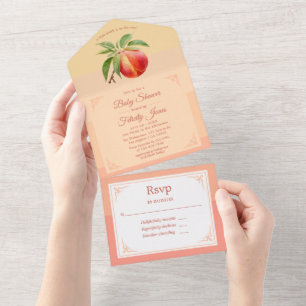 Peach Fuzz Baby Shower All In One Invitation